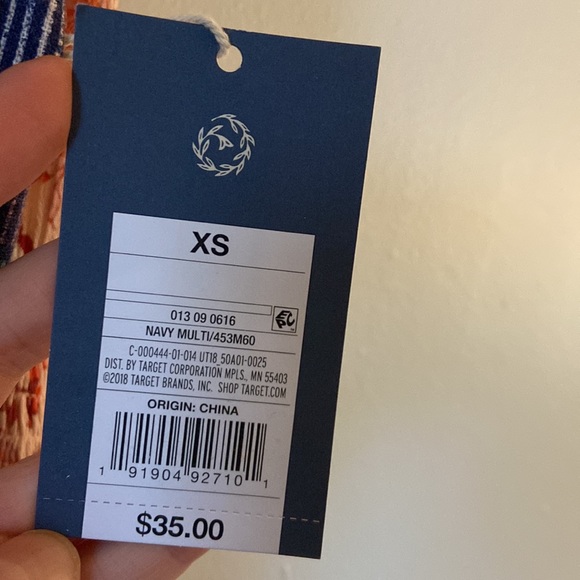 👗 NWT Universal Thread Navy Purple Striped Cross Back Linen Dress sz XS 💜 - Picture 9 of 11